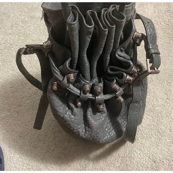 Alexander Wang Diego Hunter Green Studded Embellished Pebbled Leather Bag - Picture 2 of 12